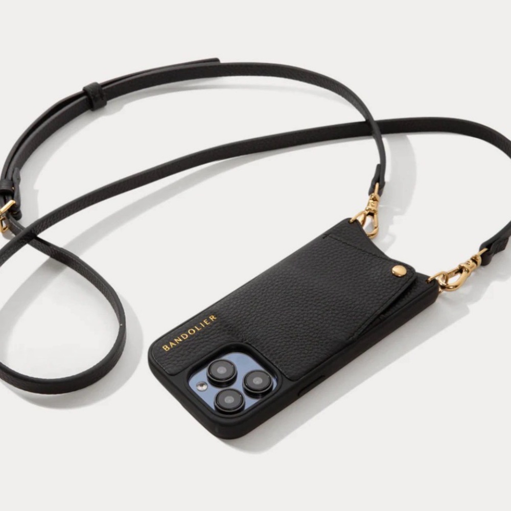 3 Bandolier Phone Cases in Black Ivory & Greyge for iPhone 15 Pro Max